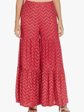 Red Chevron Tiered Wide-Leg Pants